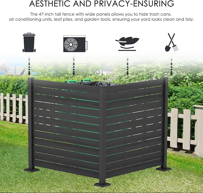 Kozyard 50" W x 48" H Outdoor Privacy Screens Aluminum Post, Air Conditioner - Image 2