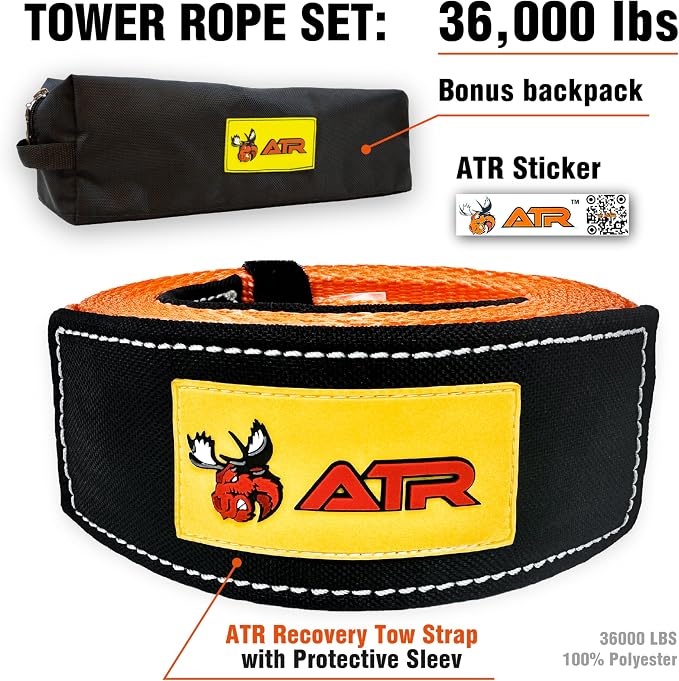 ATR Recovery Tow Strap 3.5" x 20ft – 36, 000 lbs Break Strength, Heavy Duty - Image 2