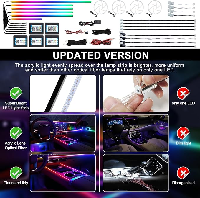 Dreamcolor Acrylic Interior Car LED Strip Light - Image 5