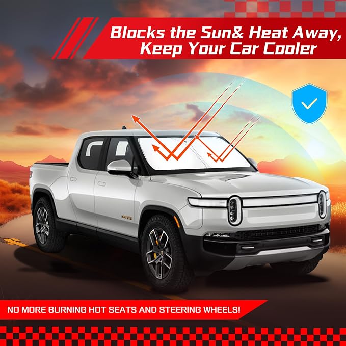 ARISMOTOR Windshield Sun Shade for Rivian R1T 2022-2025, Custom Fit Foldable - Image 7