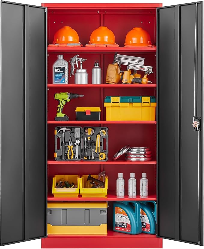 SISESOL Red Metal Storage Cabinet - Image 3