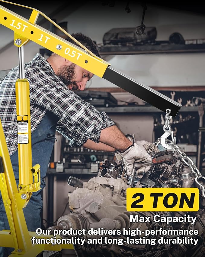 2-Ton Folding Engine Hoist, Hydraulic Shop Crane - Image 2