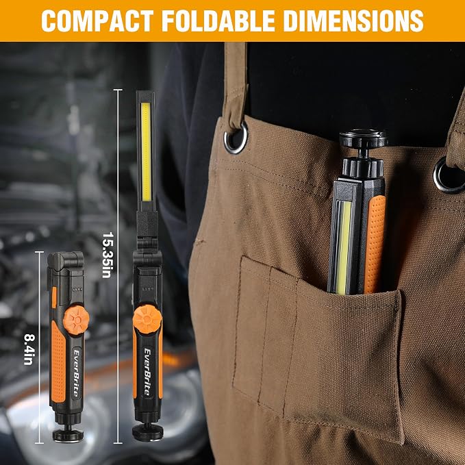 EverBrite 2 Pack LED Rechargeable Work Light, 800LM COB Foldable Flashlight - Image 7