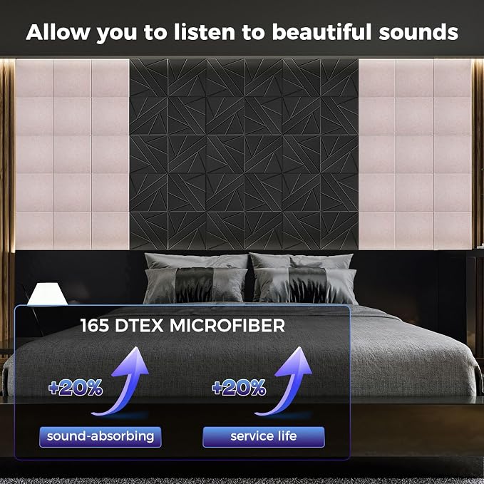 10 pcs 165dtex Microfiber Acoustic Panels ，Self-Adhesive Soundproof Wall Panels - Image 2