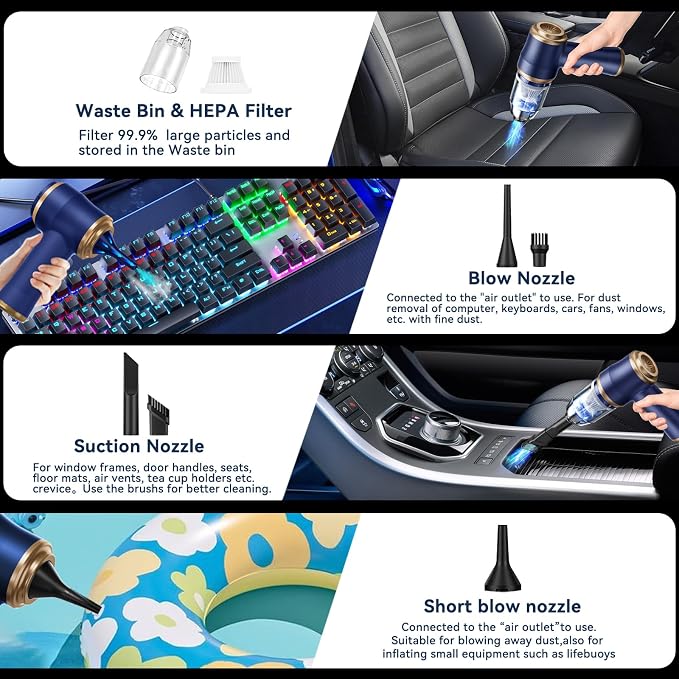 Handheld Car Vacuum Cleaner, Portable Cordless Mini Vacuums - Image 2