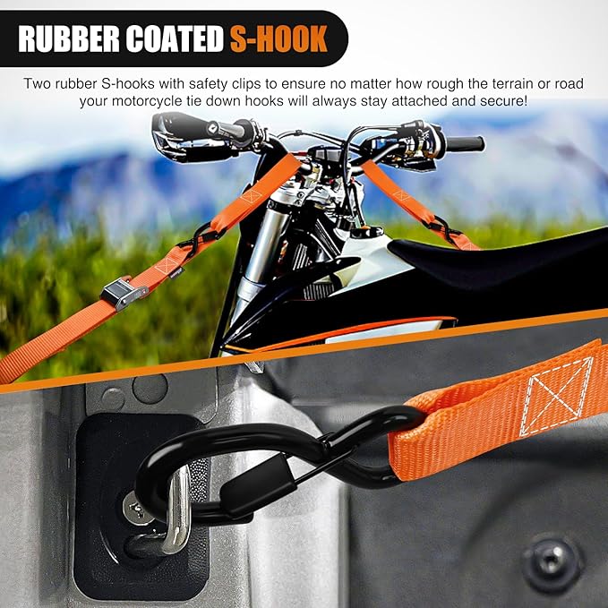 Nilight Motorcycle Tie Down Straps 1.5”×8’ Heavy Duty Cambuckle - Image 4