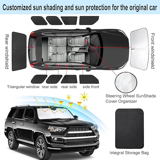 TINGLU Window Shades for Toyota 4Runner 2010-2024 Accessories Car Side Full - Image 3