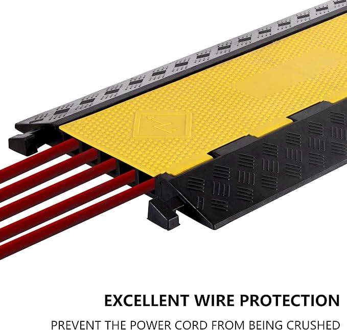 1 Pack Rubber Cable Ramp Hose Cable Protector Ramp 5 Channel 22000Lbs Load - Image 3