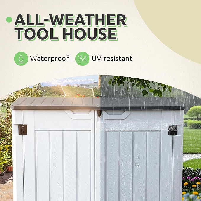 GOOBED Horizontal Shed with Padlock Latch, Outdoor Storage Shed - Image 5