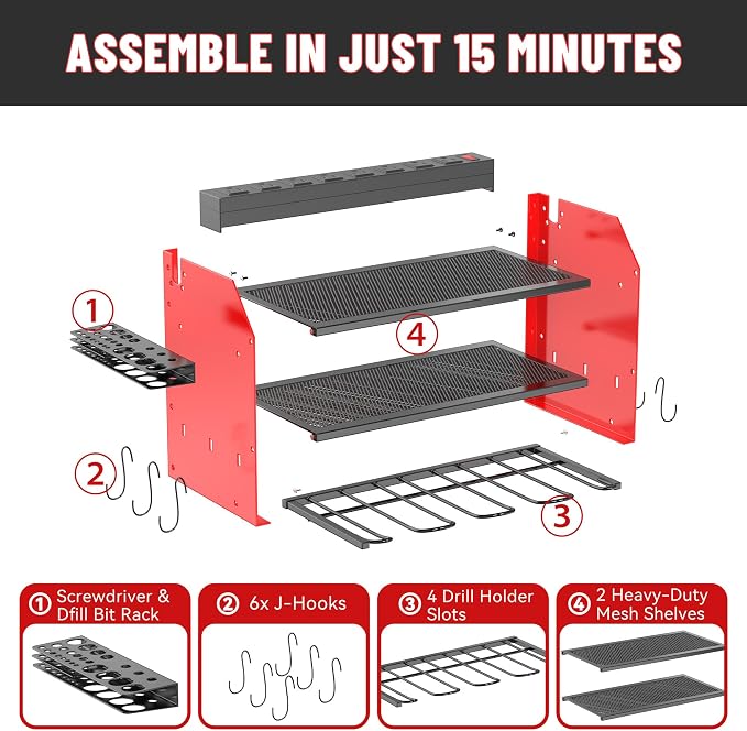 3-Tier Modular Drill Holder & Power Tool Organizer Wall Mount - Image 4