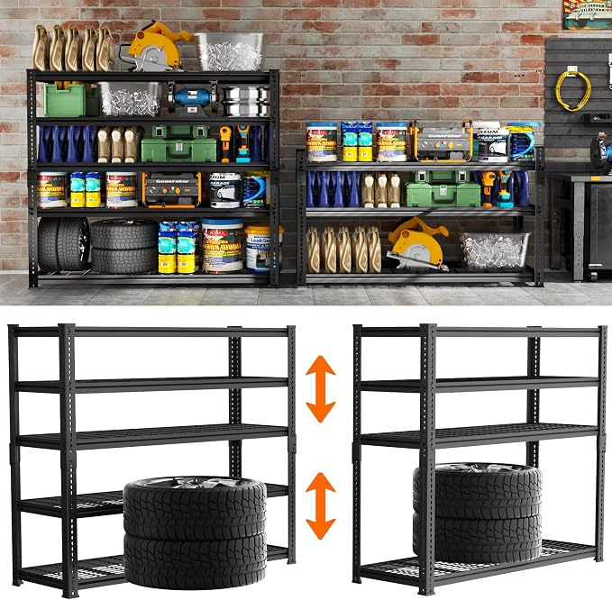 Storage Shelves Heavy Duty, 5-tier Adjustable Metal Industrial Utility Shelf - Image 6
