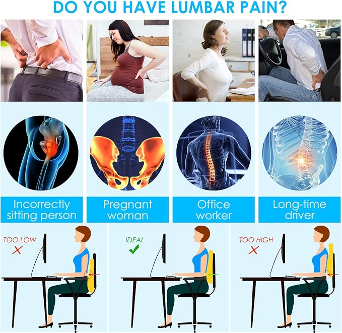 Lumbar Support Pillow for Office Chair Car Back Support Pillow, Memory Foam - Image 4