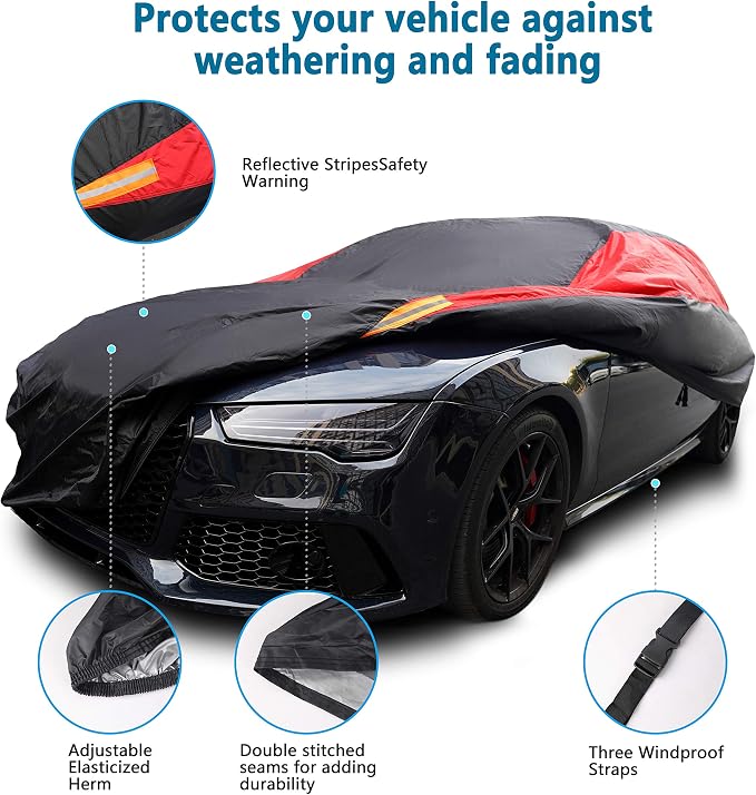MORNYRAY Car Cover Waterproof All Weather Windproof Snowproof UV Protection - Image 2