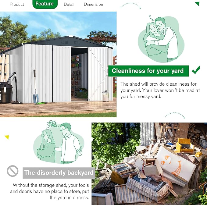 AECOJOY Shed 12' x 10' Storage Shed Large, Sheds & Outdoor Storage Clearance - Image 4