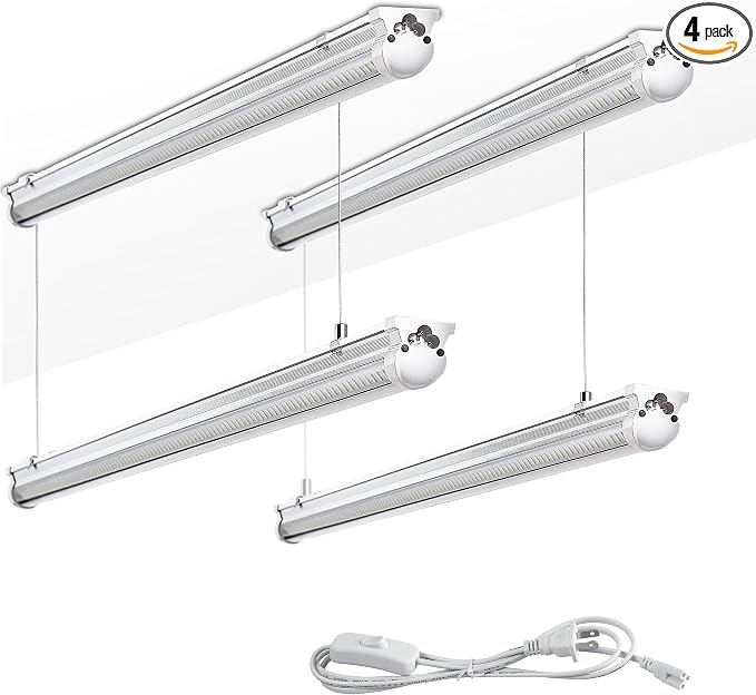 4Pack 4FT LED Shop Light Garage Lights, 50W 6000K 7500LM White Light, by Skymoatled