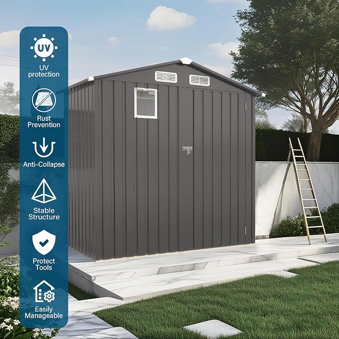 ARMSET 6x3.5 FT Metal Outdoor Storage Shed - Image 7