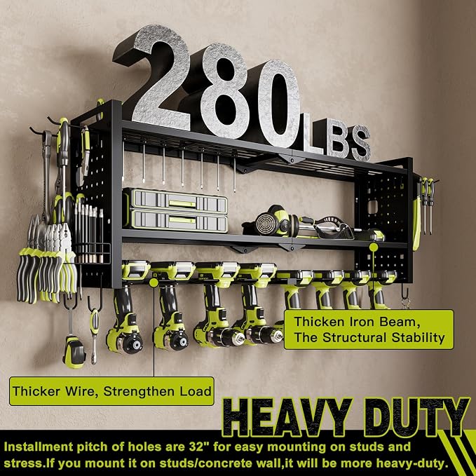 Power Tool Organizer Wall Mount, Cordless Drill Hanger Storage Rack 8 Drill - Image 4