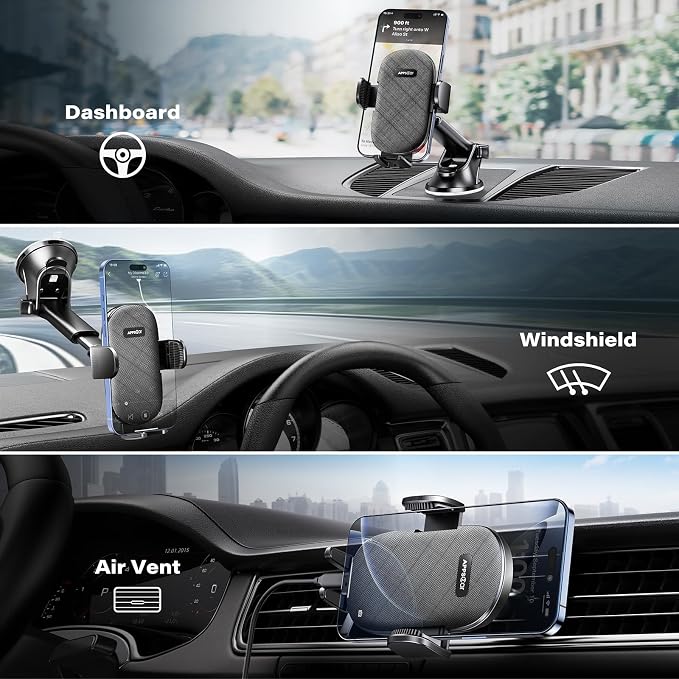 APPS2Car Suction Cup Phone Mount, Windshield/Dashboard/Air Vent Car Phone - Image 2