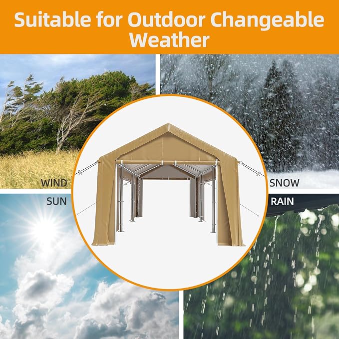 10x20ft Heavy Duty Carport Outdoor Canopy Portable Garage - Image 5