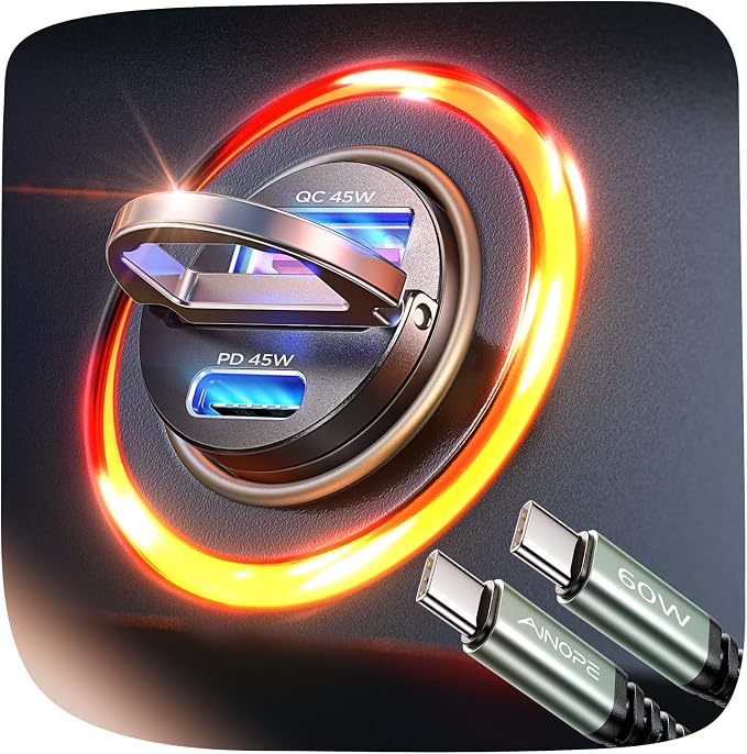 AINOPE 90W Super Fast Car Charger USB C, Invisible Cigarette Lighter Adapter， by AINOPE10yearsforphoneaccessories