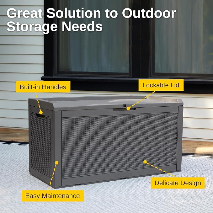 EAST OAK Outdoor Storage Box, 100 Gallon Deck Box, Waterproof Resin Storage - Image 5