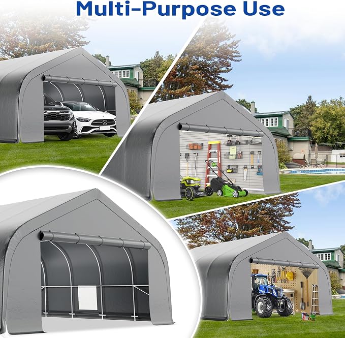 EROMMY 20x30 FT Heavy Duty Durable Carport, Galvanized Steel Frame Garage - Image 7