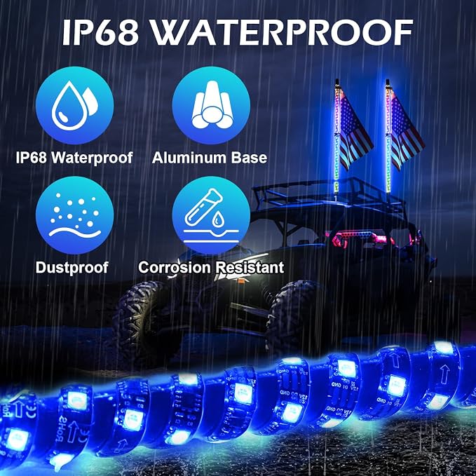 2PCS 3FT RGB LED Whip Light - Image 5