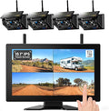 4 Magnetic Solar Wireless Backup Camera HD1080P DVR 10.1" Touchscreen Monitor by ZEROXCLUB