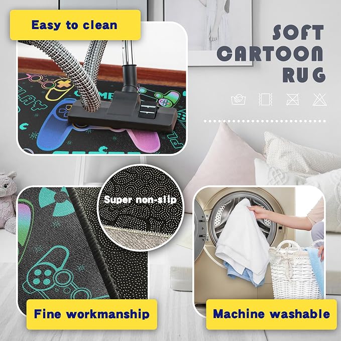 Play Gaming Rug for Bedroom Gamer Mat Gamepad for Boys Room 3x4 for Playroom - Image 5