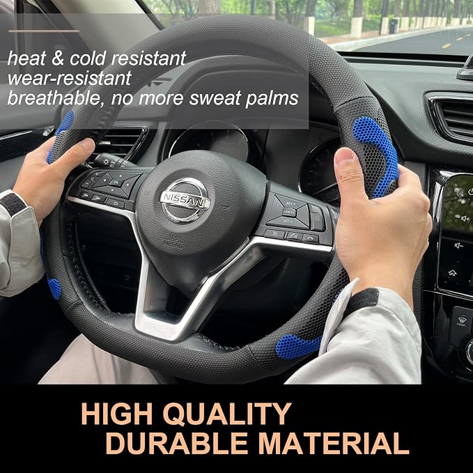 PINCTROT D Shaped Comfy Grip Steering Wheel Cover, Anti-Slip Design, Flat - Image 3
