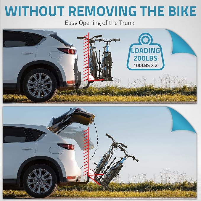 PAULINN Ebike Rack for Tow Hitch, Heavy Duty 2 Bike Folding Bicycle Car SUV - Image 7