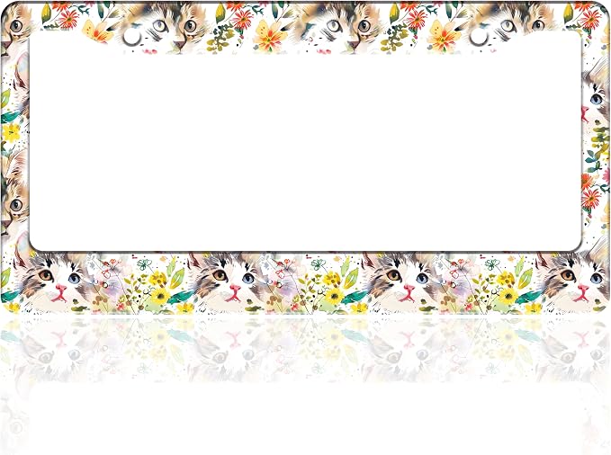 Cute Cat License Plate Frame Kitten Stainless Steel License Plate Holder by TINALUIN
