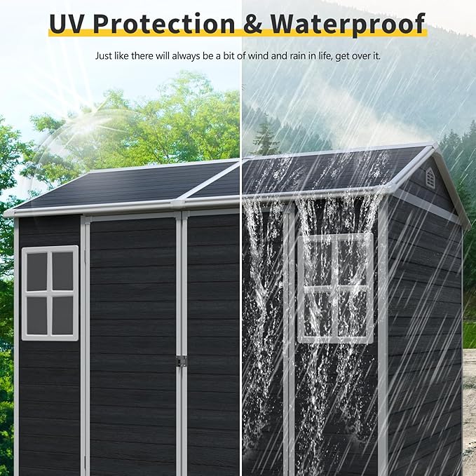 8x6 FT Outdoor Storage Shed, Resin Garden Shed - Image 2