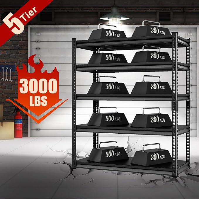 Garage Shelving Heavy Duty 3000LBS Loads, 5-Tier Metal Shelving Units and - Image 4