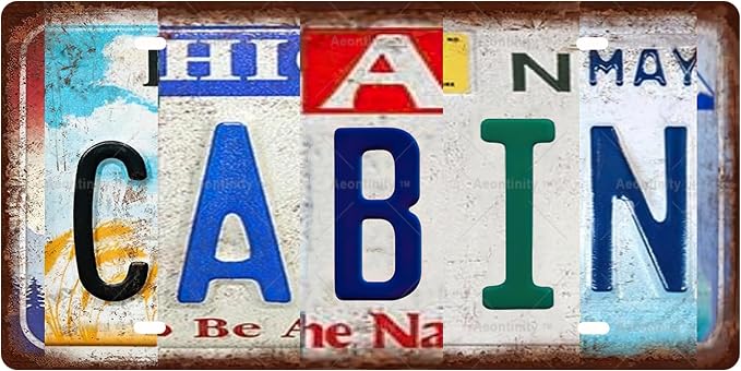 CABIN Space Vintage Metal Tin Sign License Plate Bar Cafe Garage Cave Home Room by Unknown