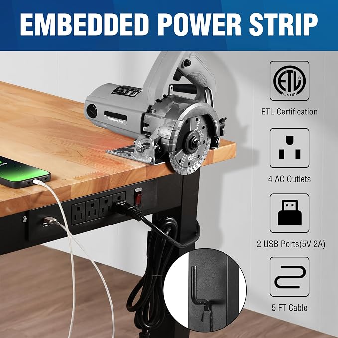 WORKPRO Adjustable Garage Workbench, Leveling Foot, 5 Heights, 1500 LBS Load - Image 6