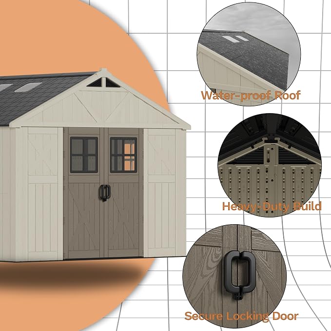 Devoko 10 x 12 FT Plastic Outdoor Storage Shed - Image 4