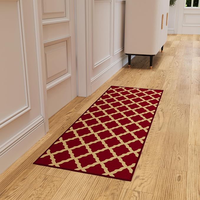 Ottomanson Hallway Runner Rug 20" x 59" Non Slip Trellis Area Rugs Easy to - Image 9