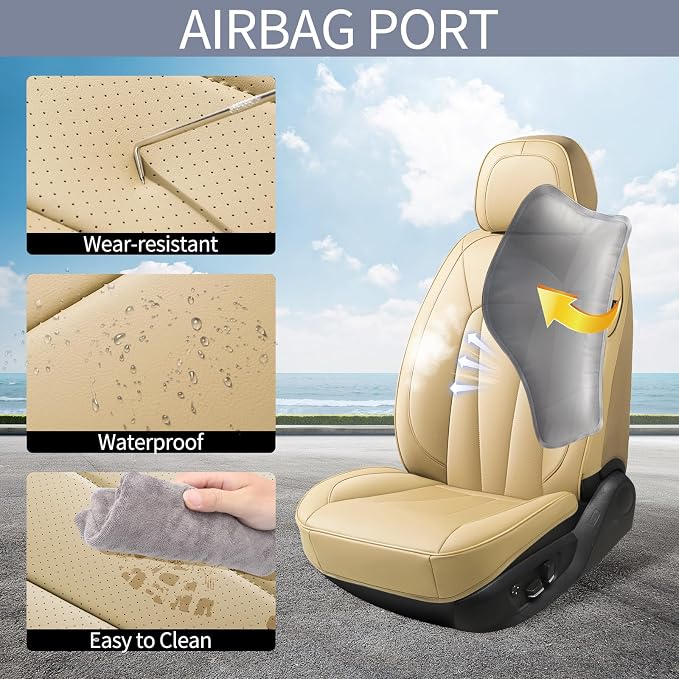 Car Seat Covers Full Set, Breathable and Waterproof Faux Leather Automotive - Image 3