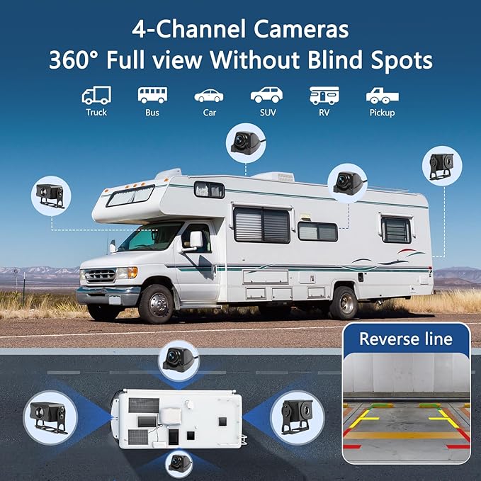 4 Channel Backup Camera System, Touchable 10.26 inch Monitor - Image 4