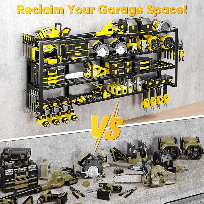 64”W Power Tool Organizer Wall Mount, Heavy Duty 8-Drill Cordless Drill Holder - Image 5