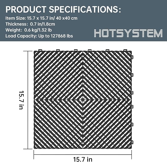 Durable Polypropylene Interlocking Modular Garage Floor Tiles, Versatile - Image 2