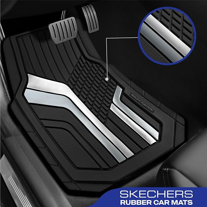 Skechers Heavy Duty Rubber Car Floor Mats, Dual Color Design Floor Mats - Image 2
