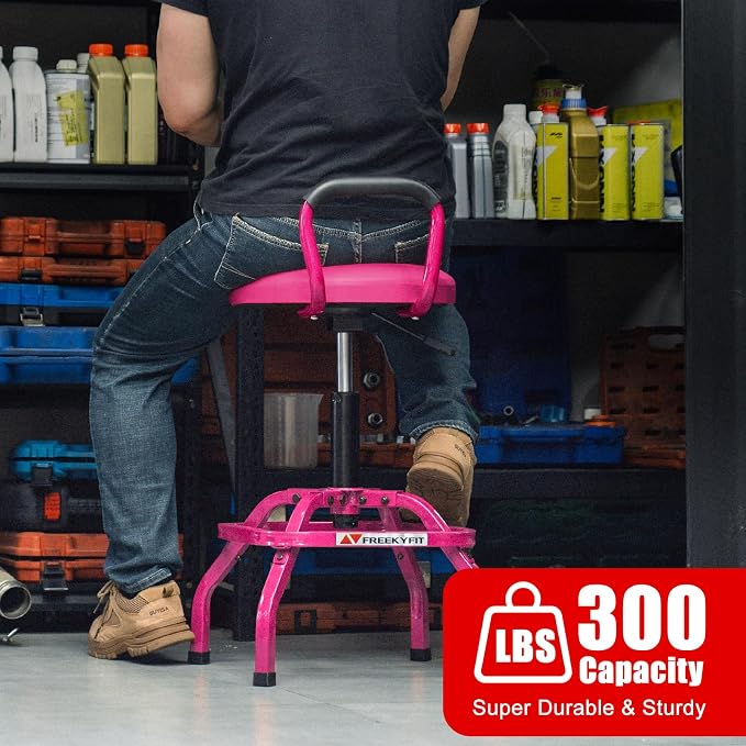 Garage Stool, Adjustable Height Swivel Work Mechanic Shop Stool - Image 3