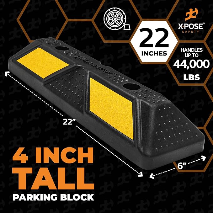 Xpose Safety 22" Heavy Duty Rubber Parking Stopper – 2 Pack Wheel Blocks - Image 3
