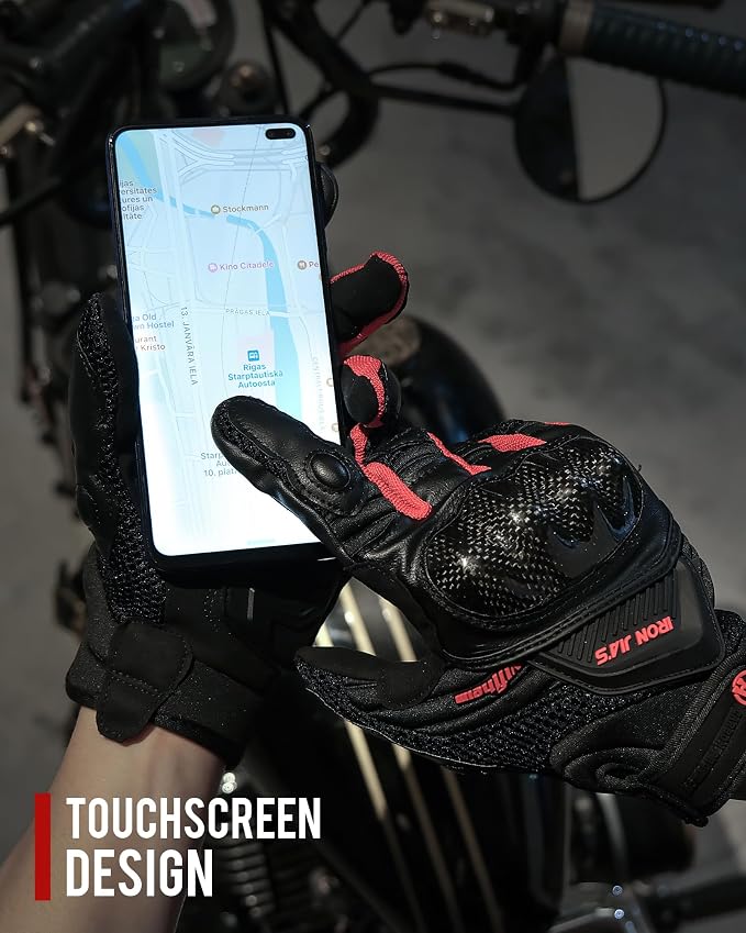 Motorcycle Gloves Touch Screen for Men Women Padding Hard Knuckle Cycling - Image 3