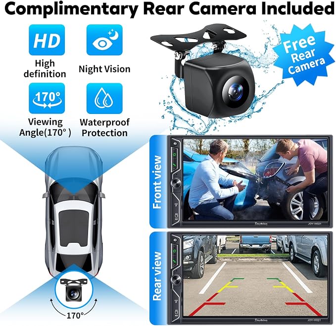 7" Double Din Car Stereo with Wireless Apple CarPlay and Android Auto, 240W - Image 7