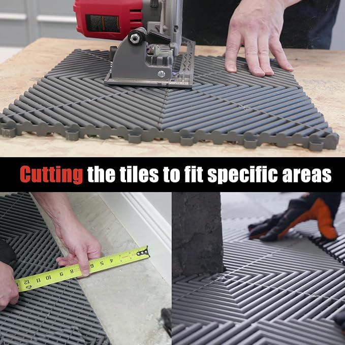 50PCS|15.7"x15.7" Garage Flooring Tiles, Non-Slip Interlocking Plastic Garage - Image 5