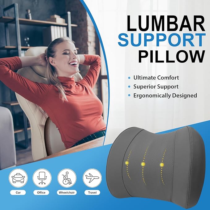 Lumbar Support Pillow for Car, Memory Foam Lumbar Pillow for Lower Back Pain - Image 2