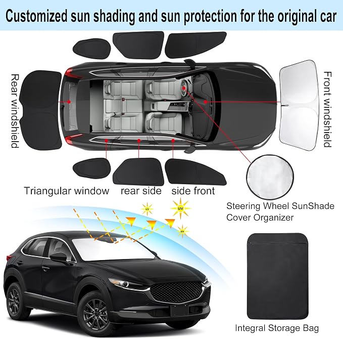 TINGLU 8PCS Window Shades for Mazda CX-30 2019-2024 2025 Accessories Car Side - Image 3